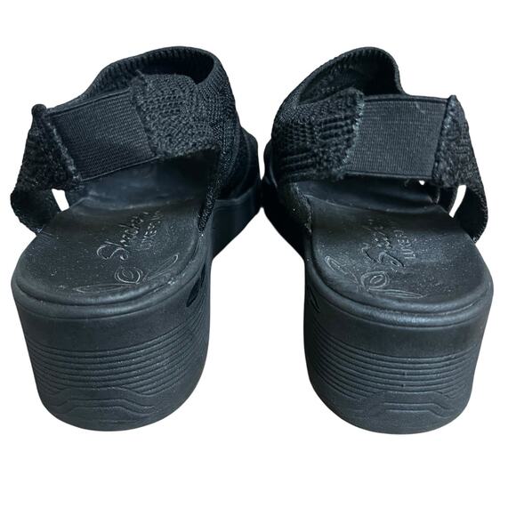 Skechers Black Pier Lite Wedge Knit Sandals Size 8 - Picture 10 of 12
